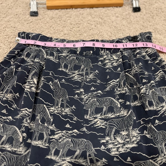 Vintage 100% Silk Zebra Novelty Print Navy Pull On Pants from Ann May Sz 10 - Picture 12 of 12
